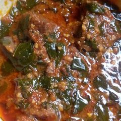 A picture of Miyar zogale(moringa soup).