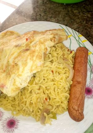 A picture of Indomie da wainar egg & sausage.