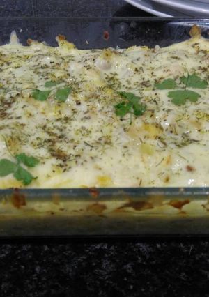 Una foto de Pudding de merluza y gambas
