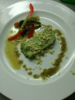 Una foto de Panna cotta de espinacas