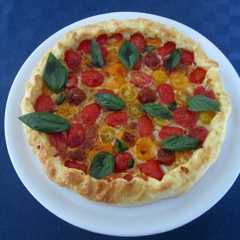 A picture of Savory Cherry Tomato Tart.