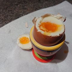 A picture of Boiled eggs are so last century! Air-Fried Eggs.