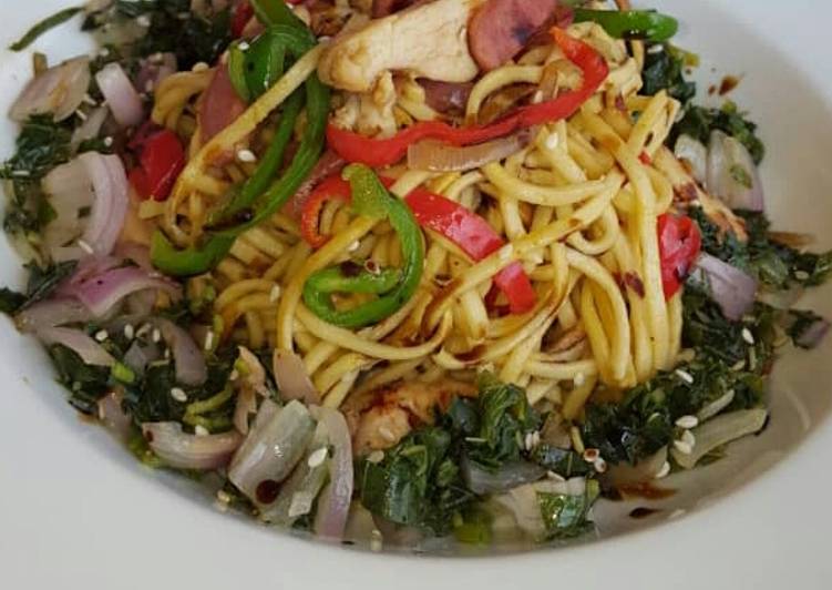 Steps to Make Any-night-of-the-week Dee&#39;s sesame chicken noodles