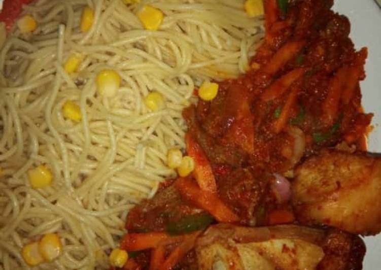 Recipe of Quick Spagetti with corn