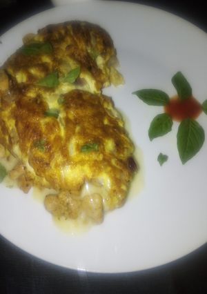 A picture of Chicken cheese omelet.