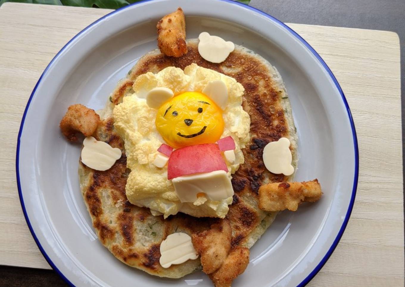Cloud Egg and Fried Chicken Recipe [Pooh bear floats in a cloud]