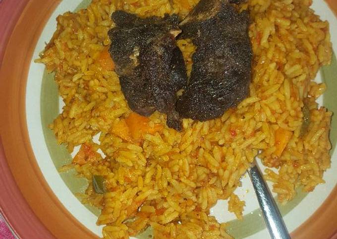 Easiest Way to Make Ultimate Party jollof rice and beef