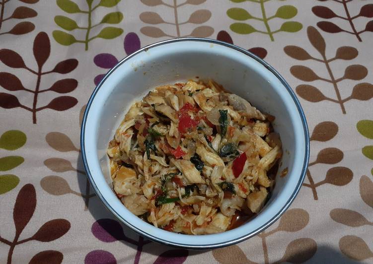 DICOBA@ Resep Ayam Suwir Pedas masakan rumahan simple
