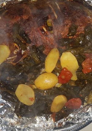 صورة لوصفة تحدي بوراك خروف محشي ورق عنب وكوسا