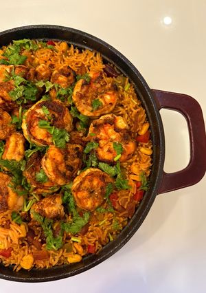 صورة لوصفة أرز مكسيكي بالجمبري