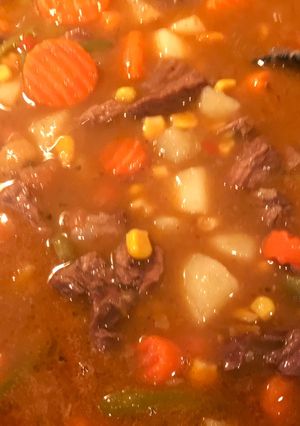 A picture of Braised roast into a stew.