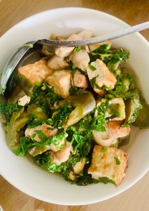 Hình của món Canh cà tím bung đậu.