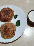 Potato and kuttu flour tikki stuffed with minty sabudana