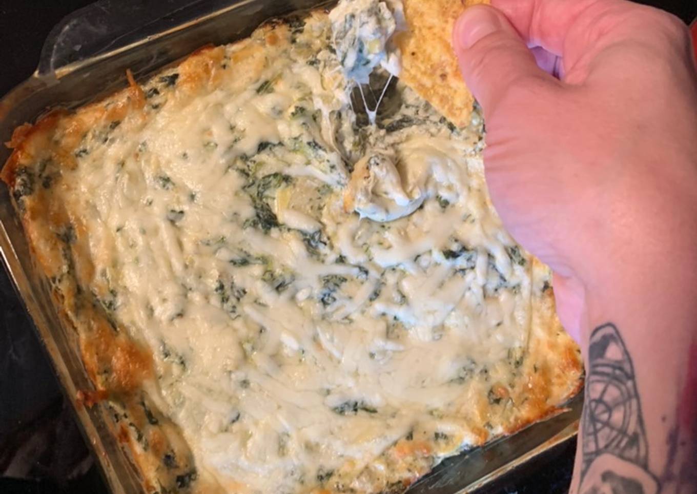 Homemade spinach artichoke dip