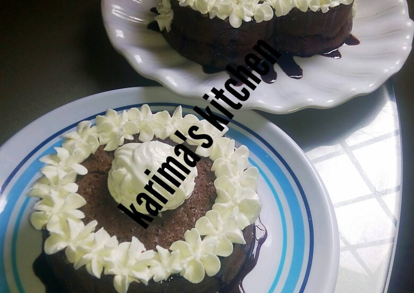 Chocolate cake with whipped cream frosting
