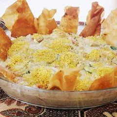 Dahi baly chnna chat with Manda papri A picture of Dahi baly chnna chat with Manda papri.