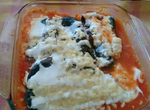 Una foto de Chiles rellenos sin capear. ॐ