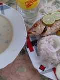 Sancocho de pescado en leche de coco