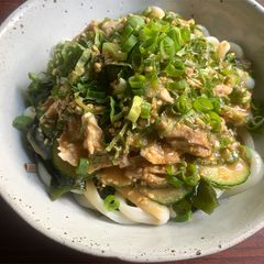A picture of Cold Udon & Mackerel with Miso Sauce.