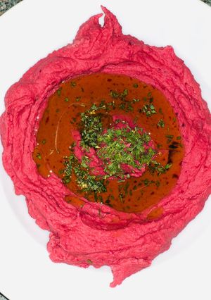 A picture of Roasted Beetroot Hummus.