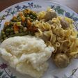 Golden Mushroom Meatballs and Noodles