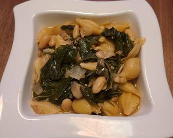 Unique Cuisine Cannellini  Collards Pasta Vegetarian Savory Delicious