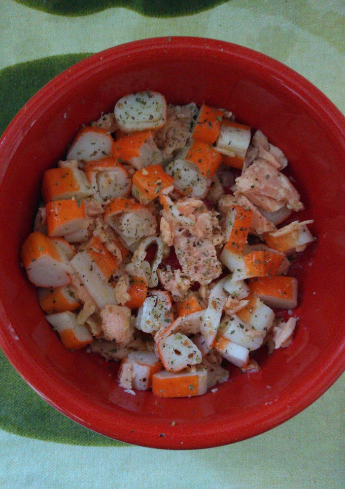Una foto de Bocas de mar con salmón o atún (cena proteica)