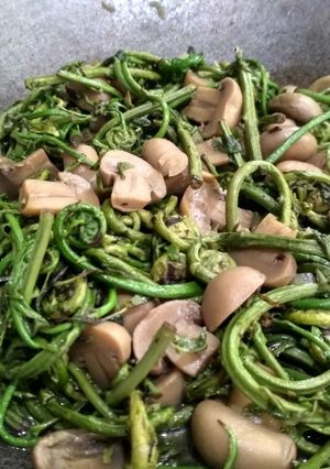 Foto resep Tumis jamur kancing_pakis hutan