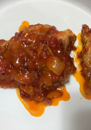 Una foto de Costillas de cerdo en salsa barbacoa