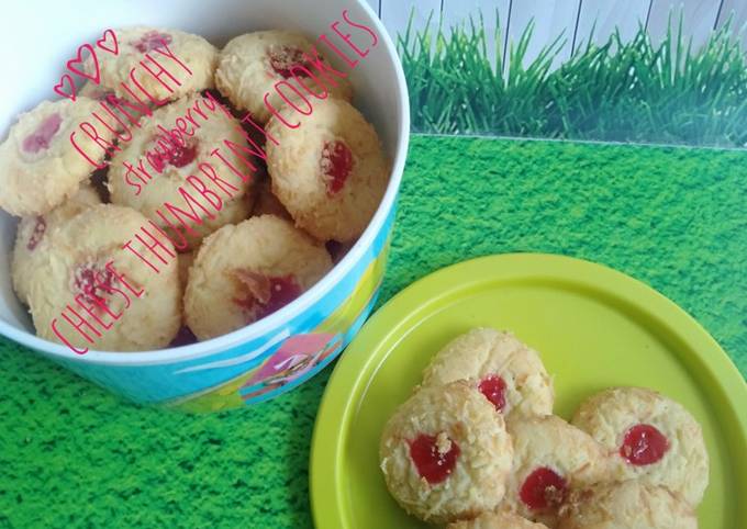 Crunchy strawberry Cheese Thumbrint Cookies