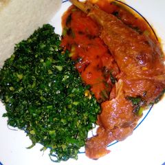 A picture of Stewed kienyeji chicken.
