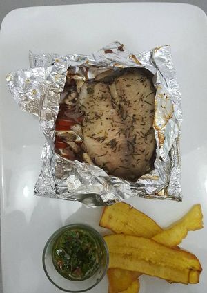 Una foto de Papillote de tilapia