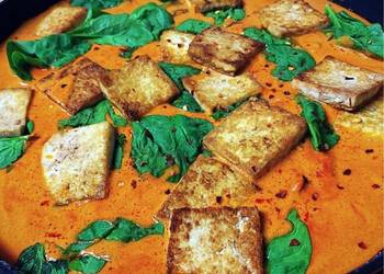 How to Prepare Tasty Red Coconut Peanut Curry with Spinach  Tofu