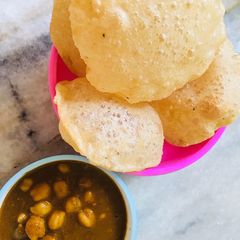 Punjabi chole with lucchi puri A picture of Punjabi chole with lucchi puri.