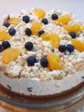 Tarta de queso con arándanos y mandarina
