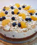 Tarta de queso con arándanos y mandarina