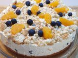 Tarta de queso con arándanos y mandarina