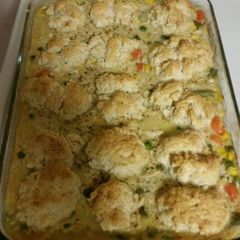 A picture of Workday chicken and biscuits casserole.