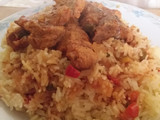 Carre de cerdo a mi estilo con arroz al azafrán
