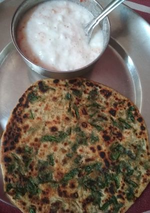 A picture of Palak paratha.