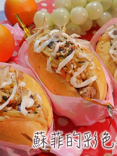 日式炒麵地瓜麵包 的食譜成品照片