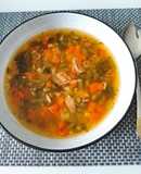 Zöldbab leves főtt sonkával gluténmentesen