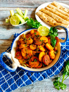 A picture of Dry Arbi Masala.