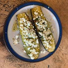 A picture of Courgette, feta and mint.
