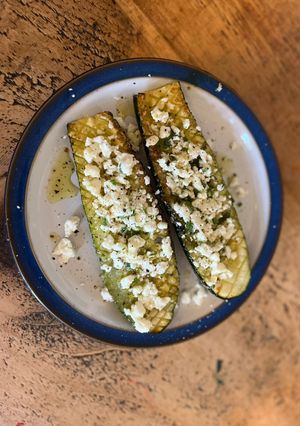 A picture of Courgette, feta and mint.