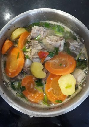 Hình của món Canh sườn nấu khoai tây, cà rốt.