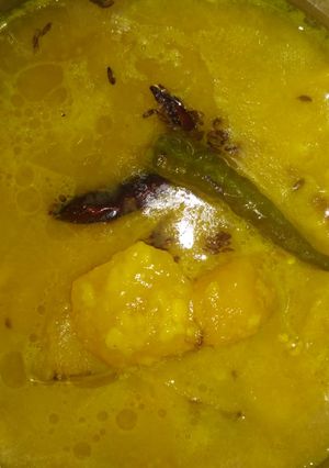 A picture of Roasted moong daal with yellow pumpkin.