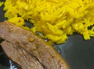 Una foto de Arroz Basmati y Vacío al horno