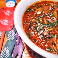 A picture of Spinach in Burnt Garlic Sauce.