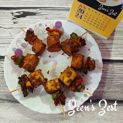 A picture of Air Fryer Chilli Paneer Sticks.